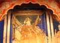 The king of sarabhoji painting that is called tanjore painting in ministry hall- dharbar hall- of the thanjavur maratha palace