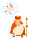 King of sheep in a crown with a princess