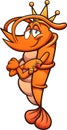 King shrimp cartoon character with crossed arms