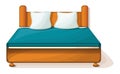 King size bed icon, cartoon style