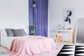 King-size bed in sophisticated bedroom Royalty Free Stock Photo