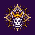 King Skull Vector T-Shirt Designs With Mandala Background For Apparel