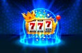 King slots 777 banner casino on the blue background.