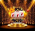 King slots 777 banner casino on the golden background.