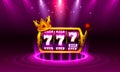 King slots 777 banner casino on the purple background.