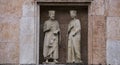 King Solomon and Queen Sheba, statues on a facade of the Baptistery in Parma, Italy Royalty Free Stock Photo