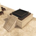 King Solomon`s temple with bronze pillars named Boaz and Jachin on white. 3D illustration