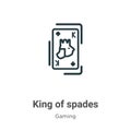 King of spades outline vector icon. Thin line black king of spades icon, flat vector simple element illustration from editable Royalty Free Stock Photo