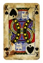 King of Spades Vintage playing card - isolated on white Royalty Free Stock Photo