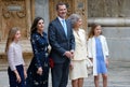 King felipe of spain and royal family pose before leaving palma cathedral