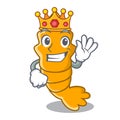 King steamed fresh raw shrimp on mascot cartoon