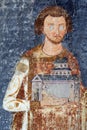 King Stefan Vladislav, fresco from Mileseva Royalty Free Stock Photo