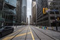 King Street West in Downtown Toronto, a typical CBD American street with office buildings, skyscrapers and high rise towers Royalty Free Stock Photo