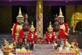 King Thao Wessuwan or Vasavana Kuvera giant statue for thai people travelers travel visit respect praying with holy mystery of Wat