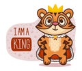 King tiger cartoon character. Vector illustration for children products