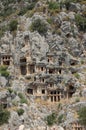 King tombs carved into rocks in myra antalya Royalty Free Stock Photo