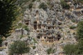 King tombs carved into rocks in myra antalya