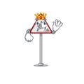 King toy road work sign mascot shape