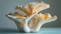 King trumpet mushroom pleurotus eryngii on delicate soft pastel colored background