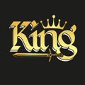 King typography gold crown text logo vector image