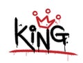 King. Urban street graffiti style with splash effects and drops on white background