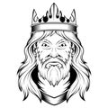 King. Vector illustration of a sketch warrior king. A strong, brave king with a crown on his head Royalty Free Stock Photo