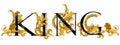 King. vintage gold damask curl script. love text.