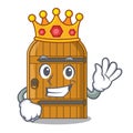 King vintage wooden door on mascot cartoon