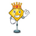 King warning sign with exclamation mark mascot