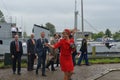 King Willem Alexander and Queen maxima leaving the minesweeper i Royalty Free Stock Photo