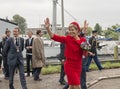 King Willem Alexander and Queen maxima waving to the people in H Royalty Free Stock Photo