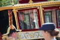 King Willem Alexander is waving from coach during the Prince day Parade in The Hague Royalty Free Stock Photo