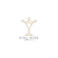 King Wine icon logo concept vector design template Royalty Free Stock Photo