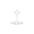 King Wine icon logo concept vector design template Royalty Free Stock Photo