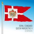 Royal waving standard of the queen Margerethe II, Denmark, vector illustration