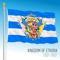 Kingdom of Etruria historical flag, Tuscany, Italy, ancient preunitary country