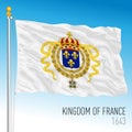Kingdom of France historical flag, 1643, France Royalty Free Stock Photo