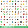 100 kingdom icons set, isometric 3d style Royalty Free Stock Photo