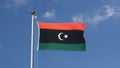 Kingdom of Libya 1951-1969 Opposition Flag Anti-Gaddafi Forces flag flying on a flagpole