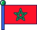 Kingdom of morocco nation flag on flagpole vector