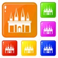 Kingdom palace icons set vector color