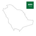 Kingdom of Saudi Arabia country vector map outline on isolated white background for travel, middle east, and geography concepts.