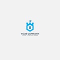 Blue kingdom shield logo design and lock digital logo geometric