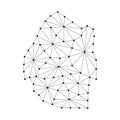 Kingdom of Swaziland map of polygonal mosaic lines network, rays, dots vector illustration.