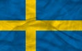 Kingdom of Sweden flag blowing in the wind. Background texture. 3d Illustration. Royalty Free Stock Photo