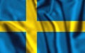 Kingdom of Sweden flag blowing in the wind. Background texture. Stockholm. 3d Illustration. 3d Render. Royalty Free Stock Photo