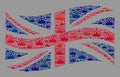 Kingdom Waving Great Britain Flag - Collage with Crown Icons