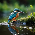kingfisher bird in the pond. AI generated