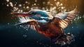 a Kingfisher diving underwater shot generative AI