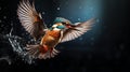 Kingfisher In Flight: Uhd Image In The Style Of Nikon D850 Royalty Free Stock Photo